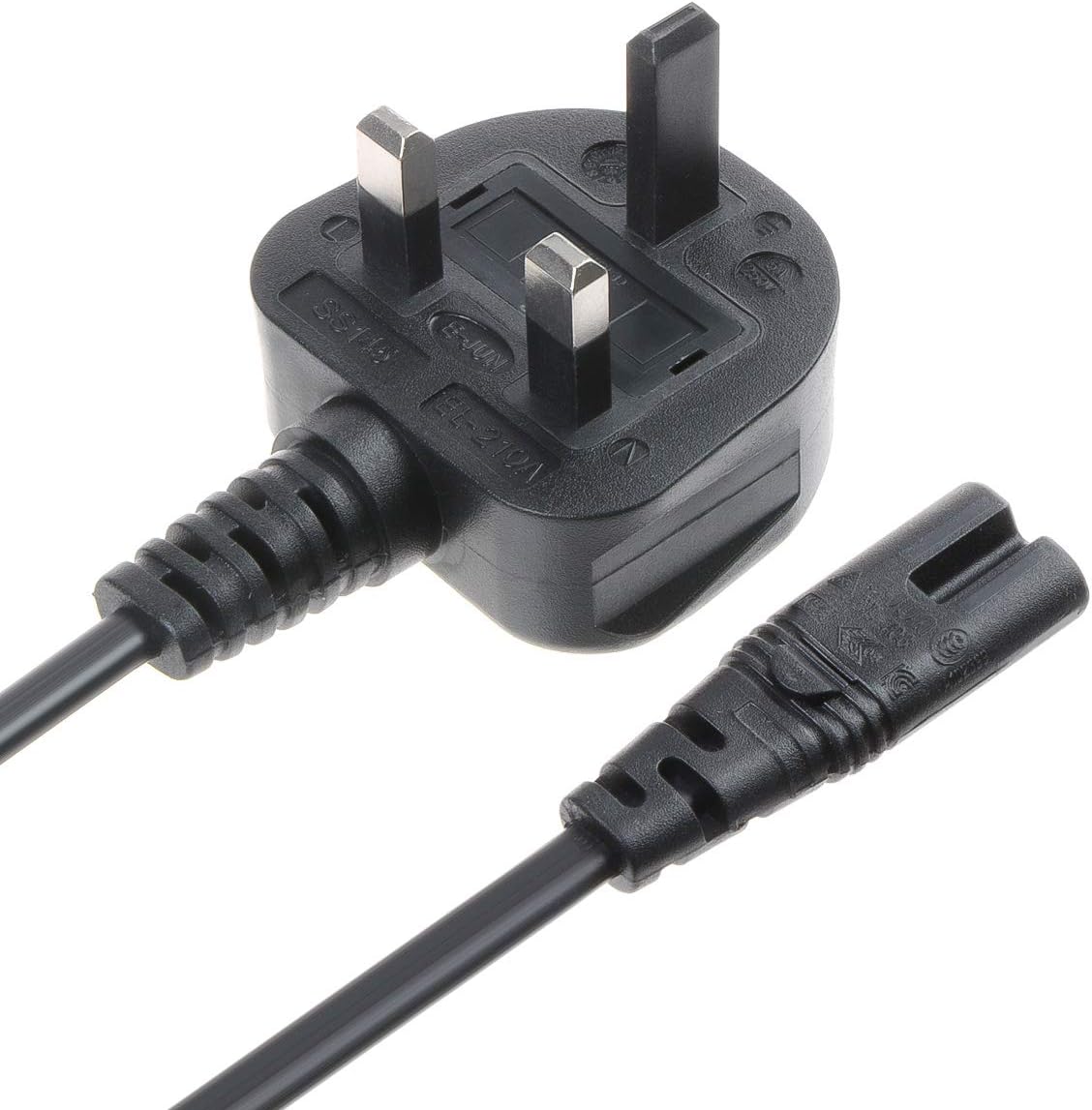England UK Power Cord with Fuse, for Notebook, 2 prong, Non-Polarized, BS1363 to C7, 18AWG,