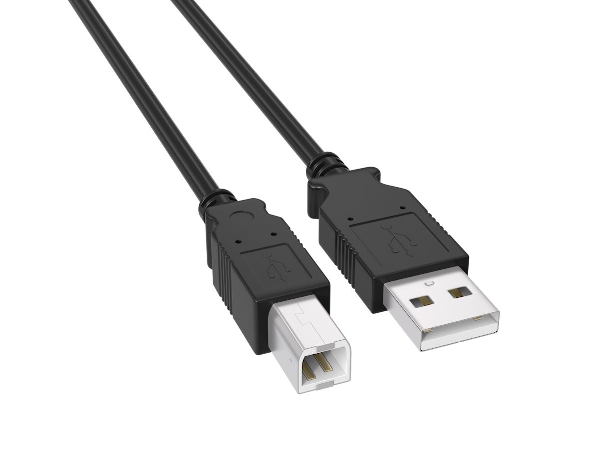 USB 2.0 Type A Male to B Male Cable, 480Mbps, Double-Shielded,
